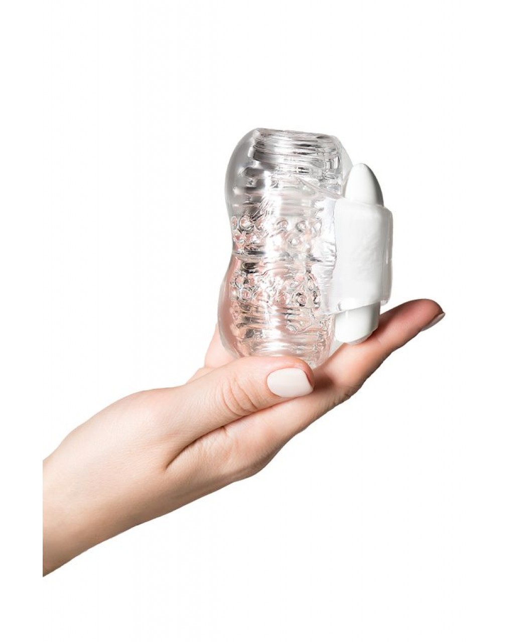 Titreşimli Masturbator, Khani, TPE, Şeffaf, 9 cm