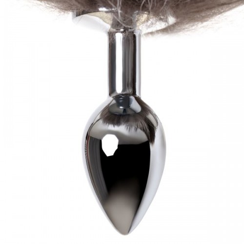 kahverengi tilki kuyruğu olan Metal anal plug