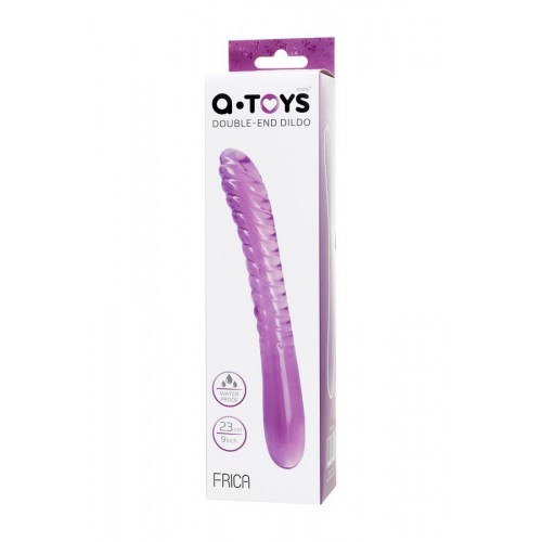 Çift Taraflı Jel Dildo Frica, TPE, mor, 23 cm