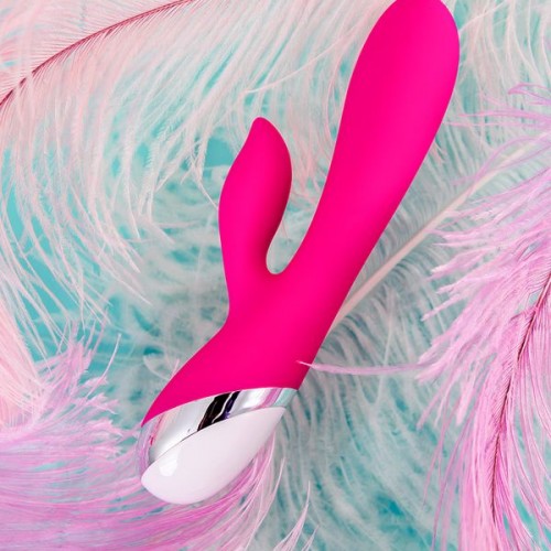 L'EROİNA klitoral stimülatörlü vibratör, silikon, pembe, 19 cm