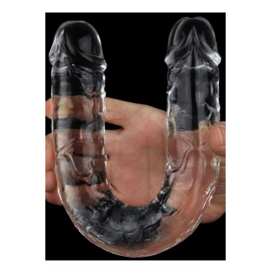 Çift Taraflı Şeffaf Realistik Dildo – Esnek Jelly Malzeme,44,5 cm