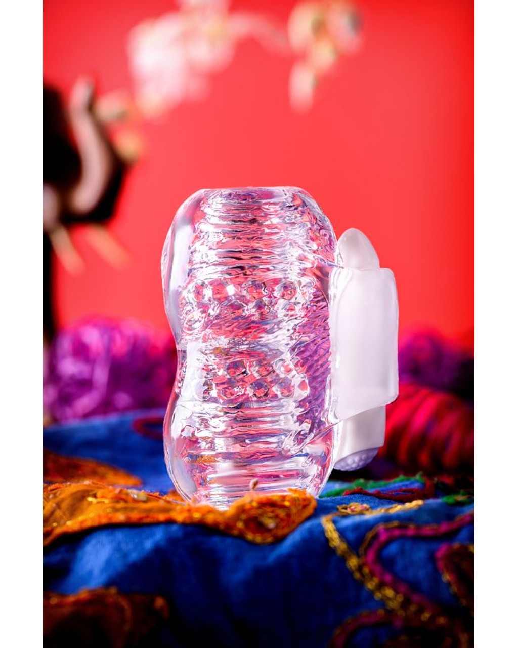 Titreşimli Masturbator, Khani, TPE, Şeffaf, 9 cm