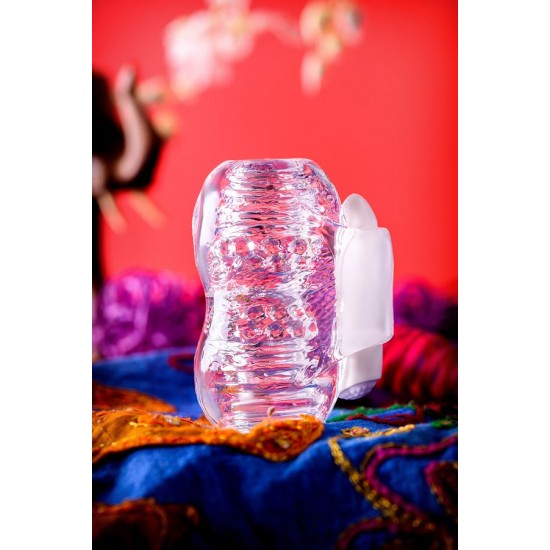 Titreşimli Masturbator, Khani, TPE, Şeffaf, 9 cm