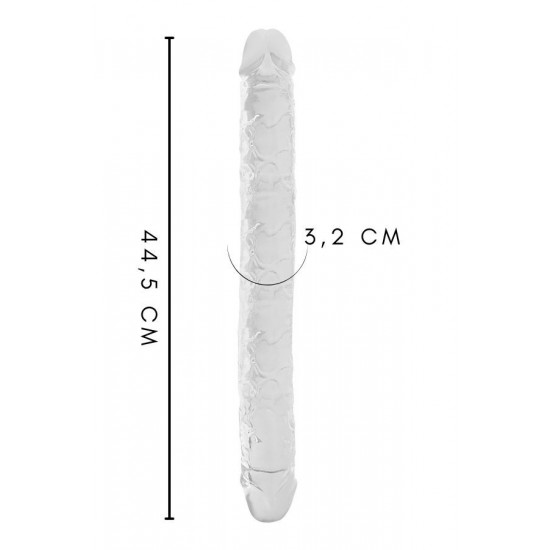 Çift Taraflı Şeffaf Realistik Dildo – Esnek Jelly Malzeme,44,5 cm