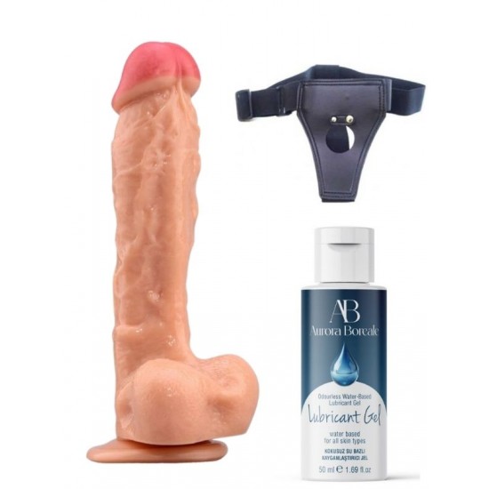 Belden Bağlamalı Kayganlaştırıcı Set Noctis 23cm Realistik Dildo
