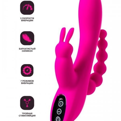 Jos Spanky Üçlü 21cm Pembe Vibratör