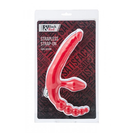 Vibratörlü Strapon, silikon, kırmızı, 35 cm