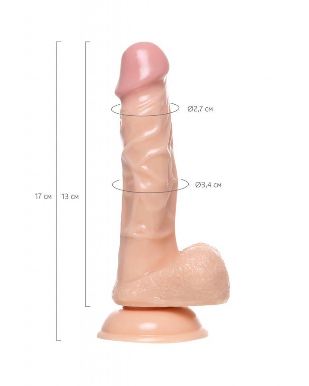 Gerçekçi Dildo Kirc, TPE, çıplak, 17 cm
