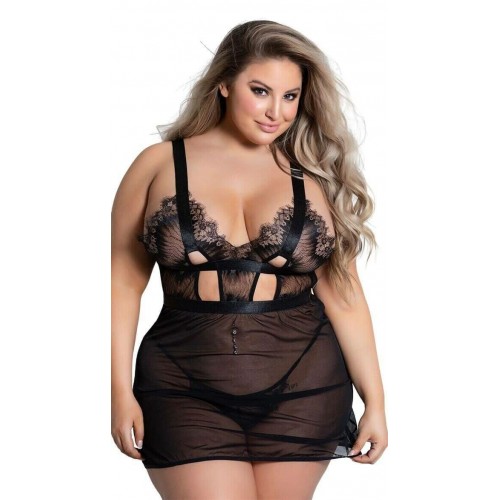 Battal Beden Kadın Erotik Takım SİYAH