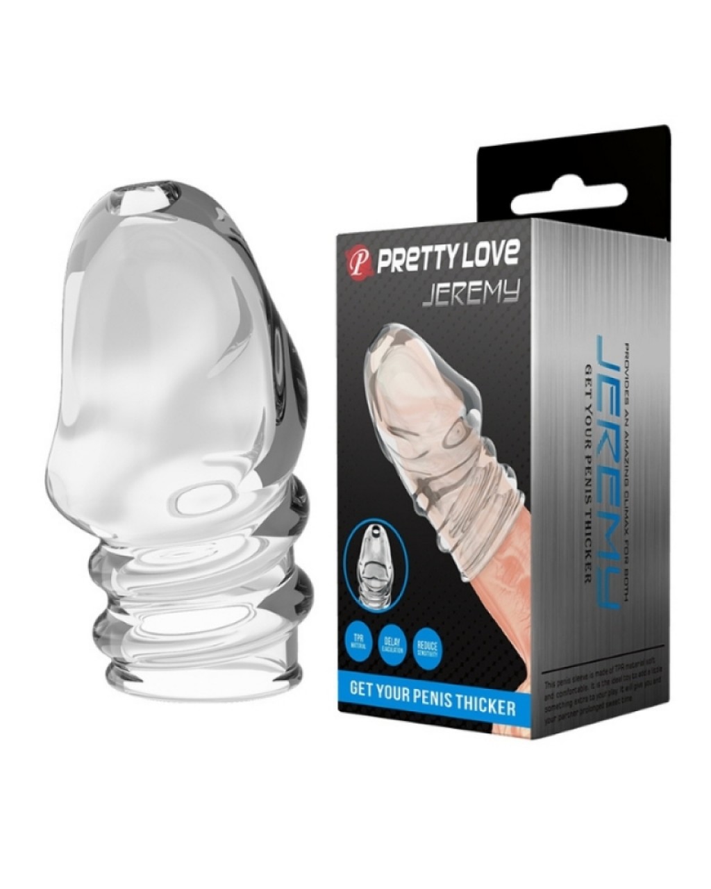 Jeremy Geciktirici ve Sertleştirici TPR Penis Kılıfı