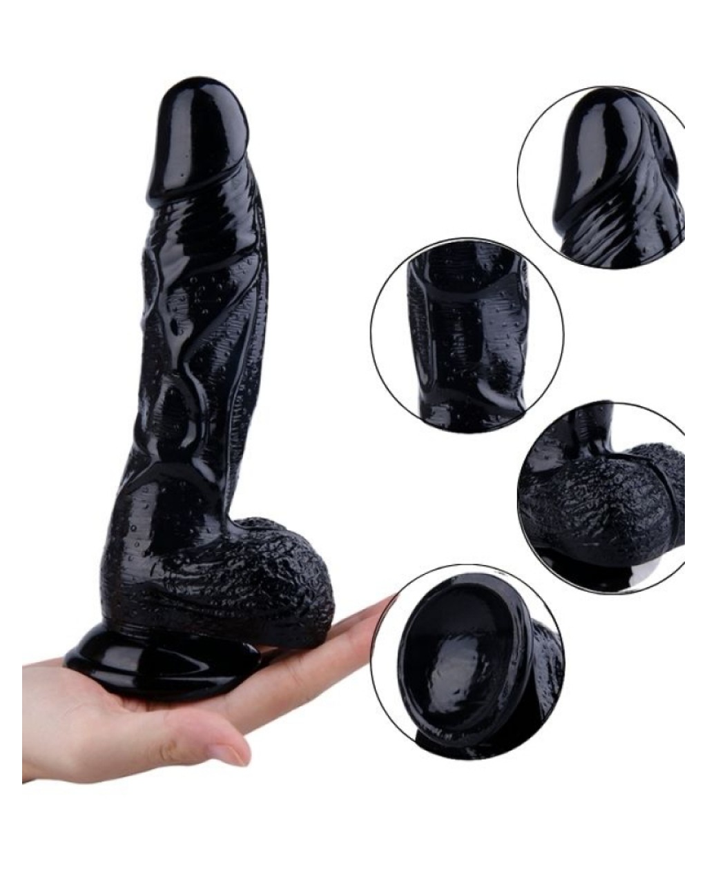 Siyah Vantuzlu Dildo 22,5 cm
