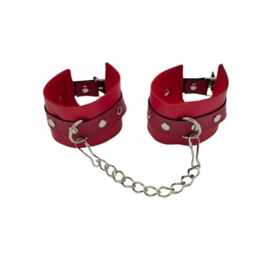 Deri El Kelepçesi Siyah ve Kırmızı