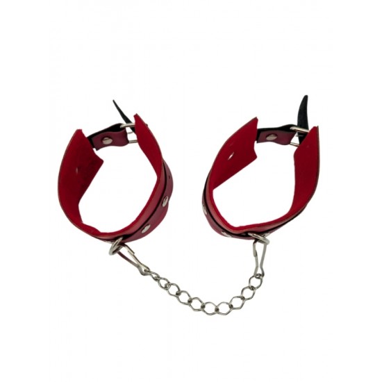 Deri El Kelepçesi Siyah ve Kırmızı