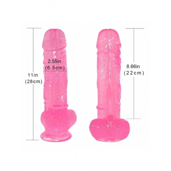 28cm Uzunluk 6,5cm Kalınlık Pembe Realistik Dildo