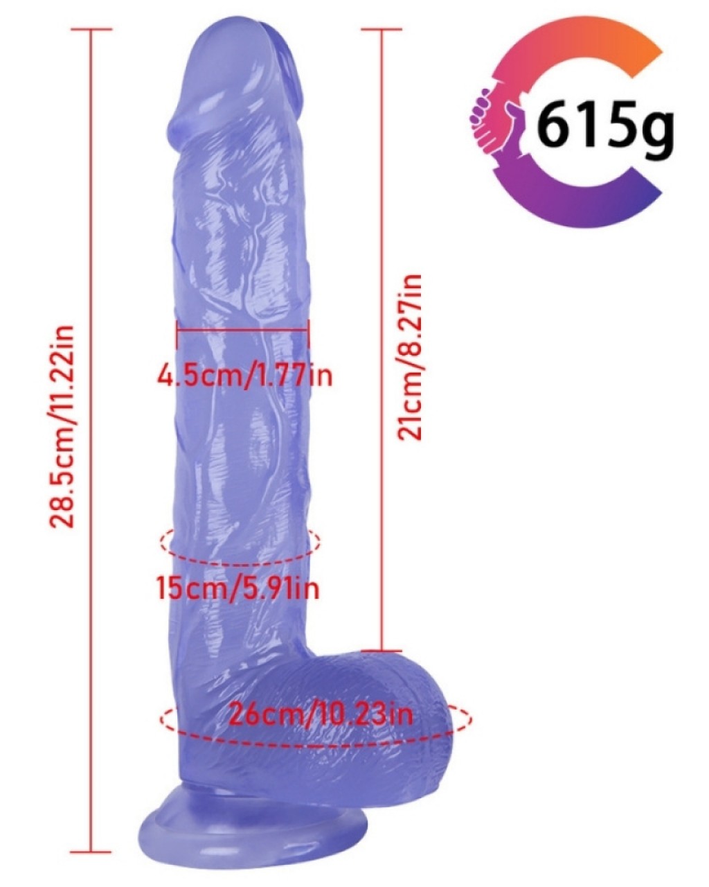 Gerçekçi Jel Dildo Penis 28 cm