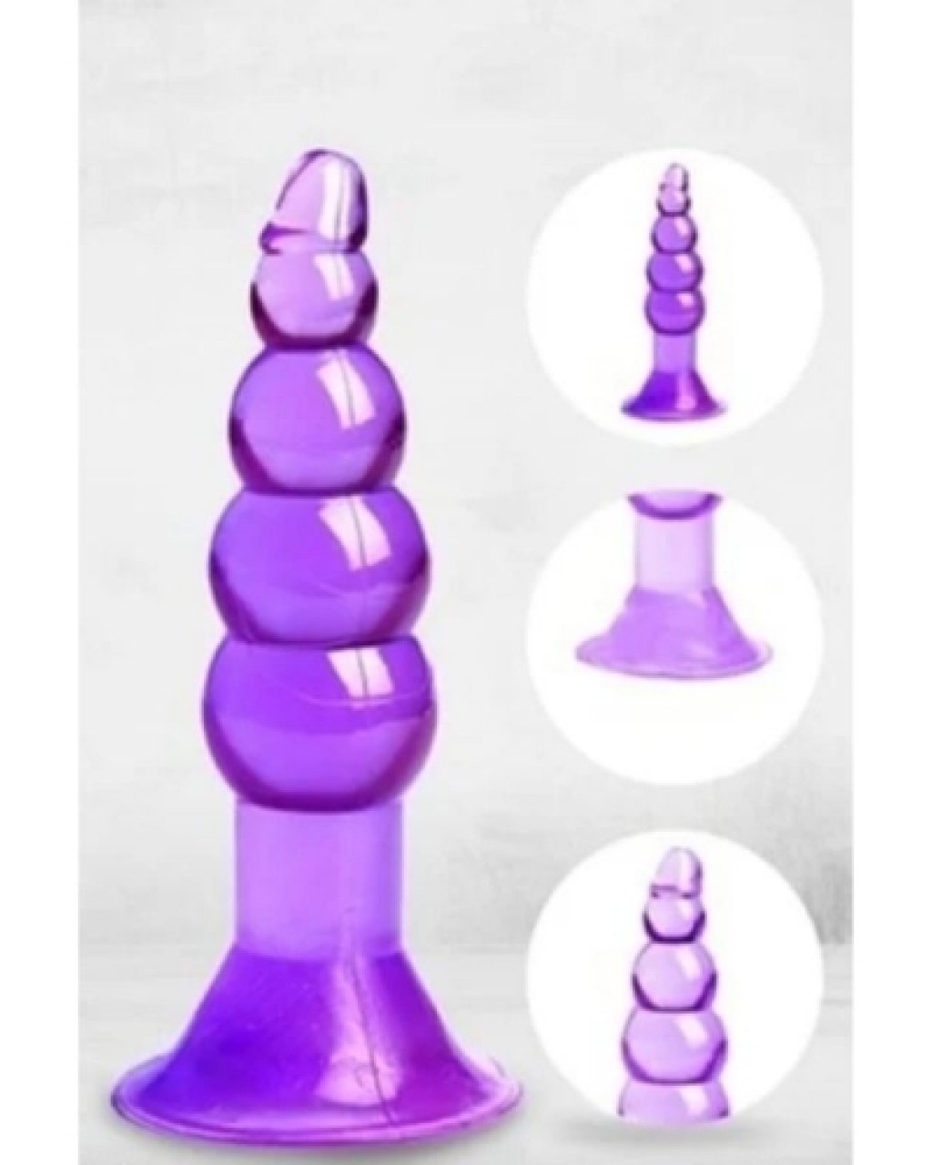 5 boğumlu Anal Plug Mor Vantuzlu