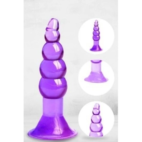5 boğumlu Anal Plug Mor Vantuzlu