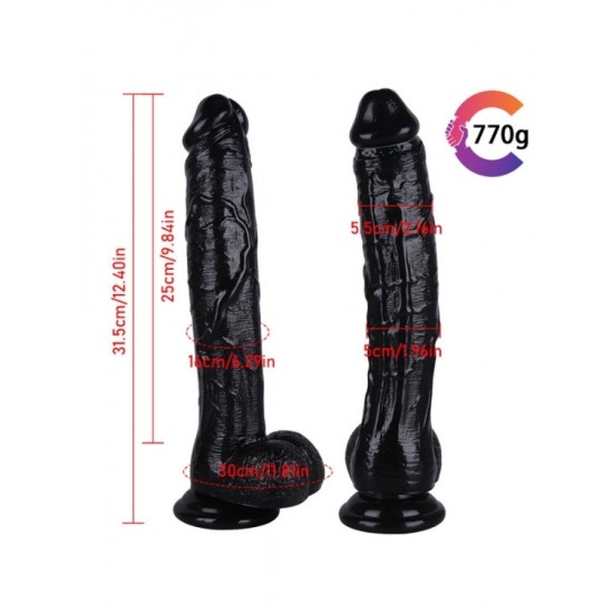 31,5cm Siyah Realistik Dildo