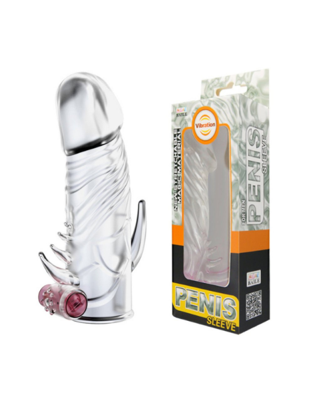 Titreşimli Klitoris Uyarıcılı Şeffaf Penis Kılıfı