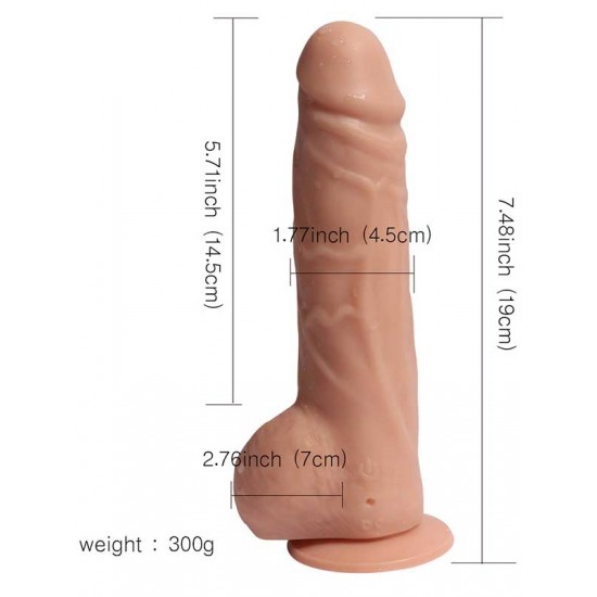 Şarjlı Uzaktan Kumandalı Titreşimli Realistik Dildo 19X4.5 cm