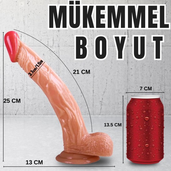 Realistik Dokuda Kavisli Dildo Vantuzlu Gerçekçi Yapay Penis 25 CM Realistik Dokuda Kavisli Dildo Vantuzlu Gerçekçi Yapay Penis 25 CM